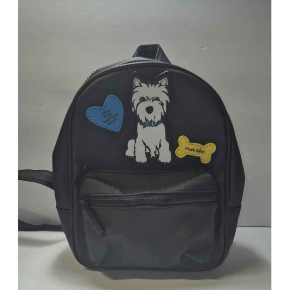 Marc Tetro Westie Terrier black adjustable mini backpack zip up pockets - Picture 3 of 12